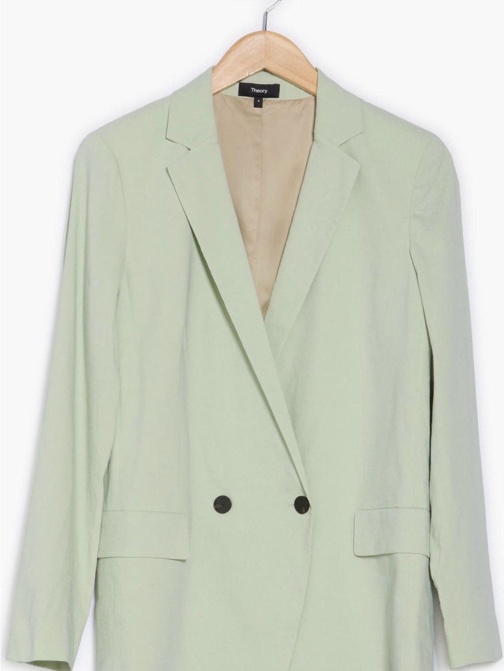 Theory Mint Green Double-Breasted Blazer